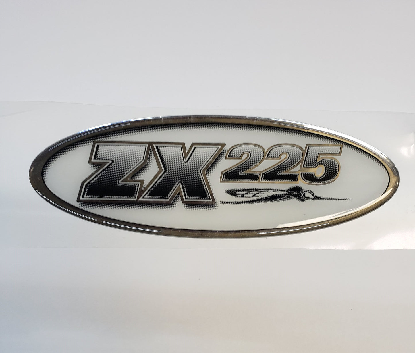 New Authentic Skeeter ZX225 Oval Emblem Black Silver 8 1/2 x 3