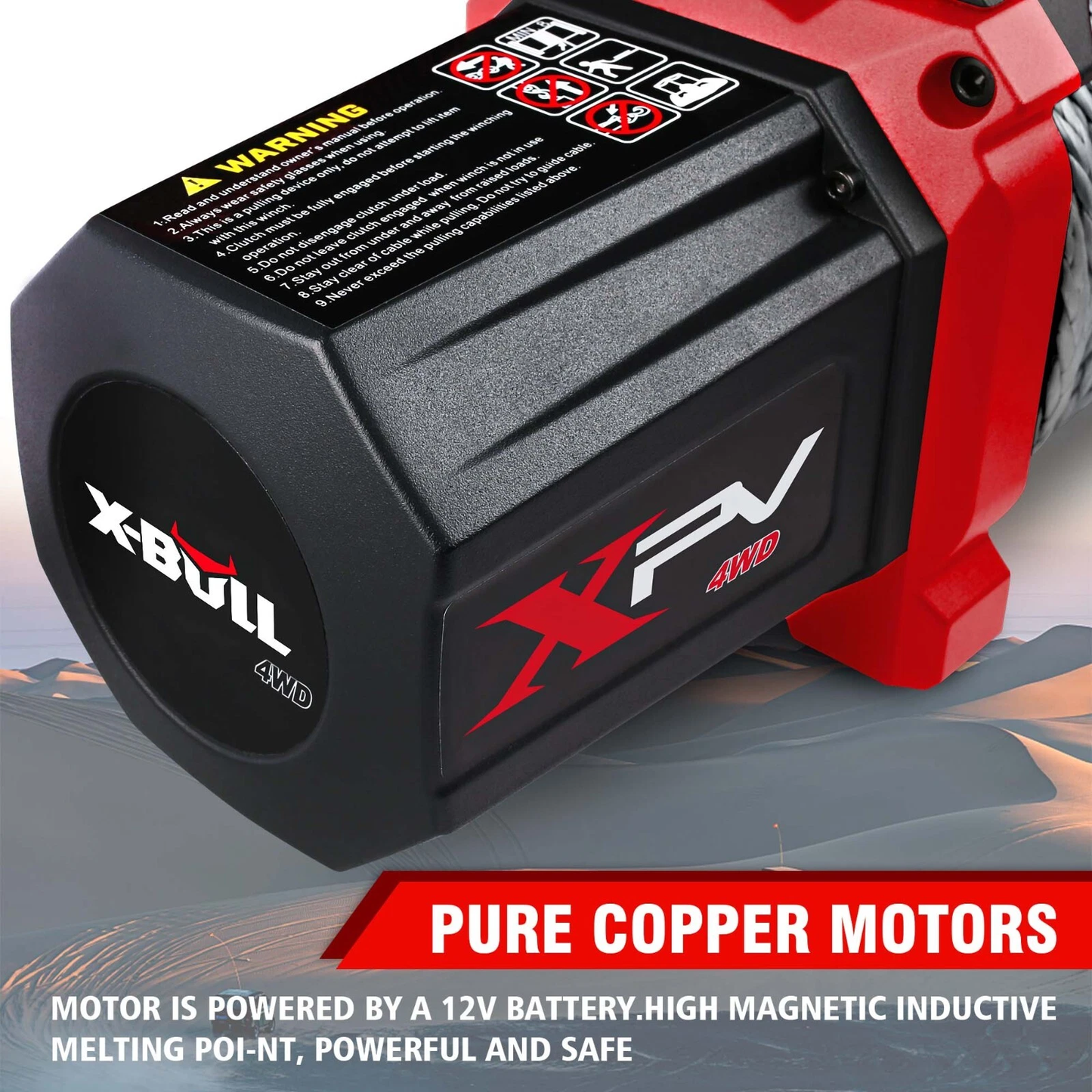 X-Bull 10000lbs. Electric Winch Synthetic Rope Towing Trailer Truck Off-Road Gray