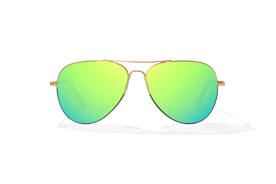 Bajio Soldado Sunglasse-Medium-Gold/Black Fade Matte/Green Glass
