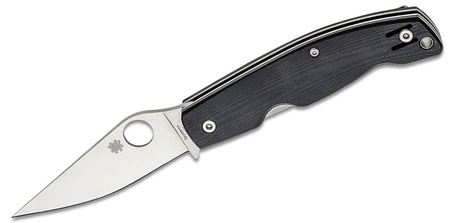 NEW Spyderco Pattadese Black G-10 Plainedge