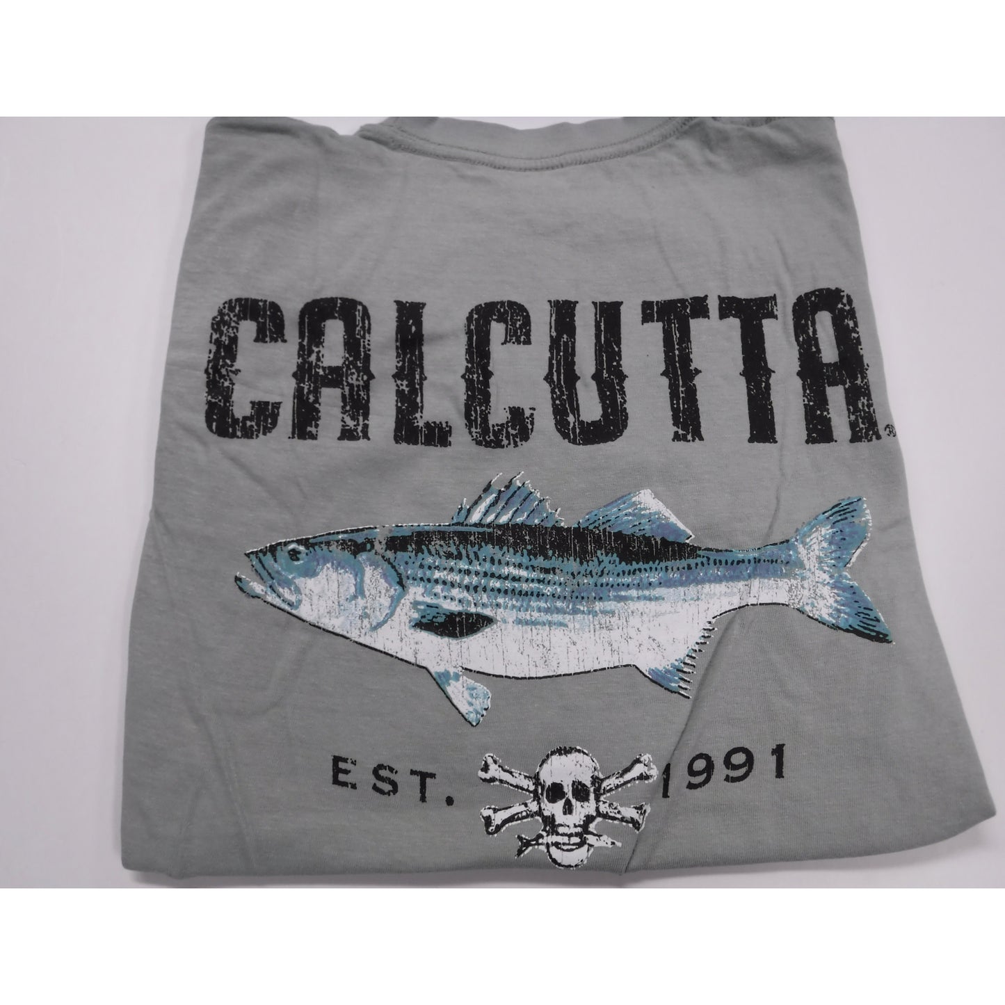 New Authentic Calcutta Short Sleeve Shirt Bay Faded Green/ Front Pocket/ Back Stencil Striper