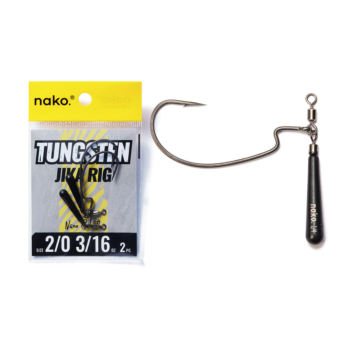 Nako Tungsten Jika Rig, 1/4oz 2/0 No Chip Black 2pk