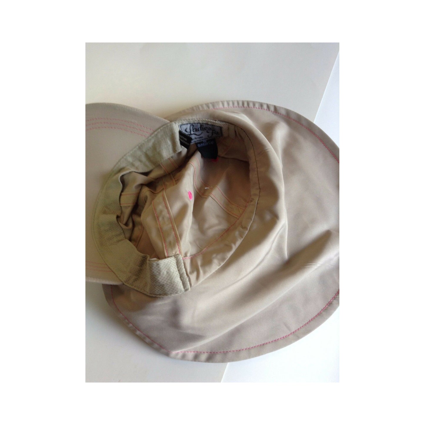 New Authentic Outdoor Guide Ladies Cap Khaki with Pink Stitching/ Drawstring Sunblock
