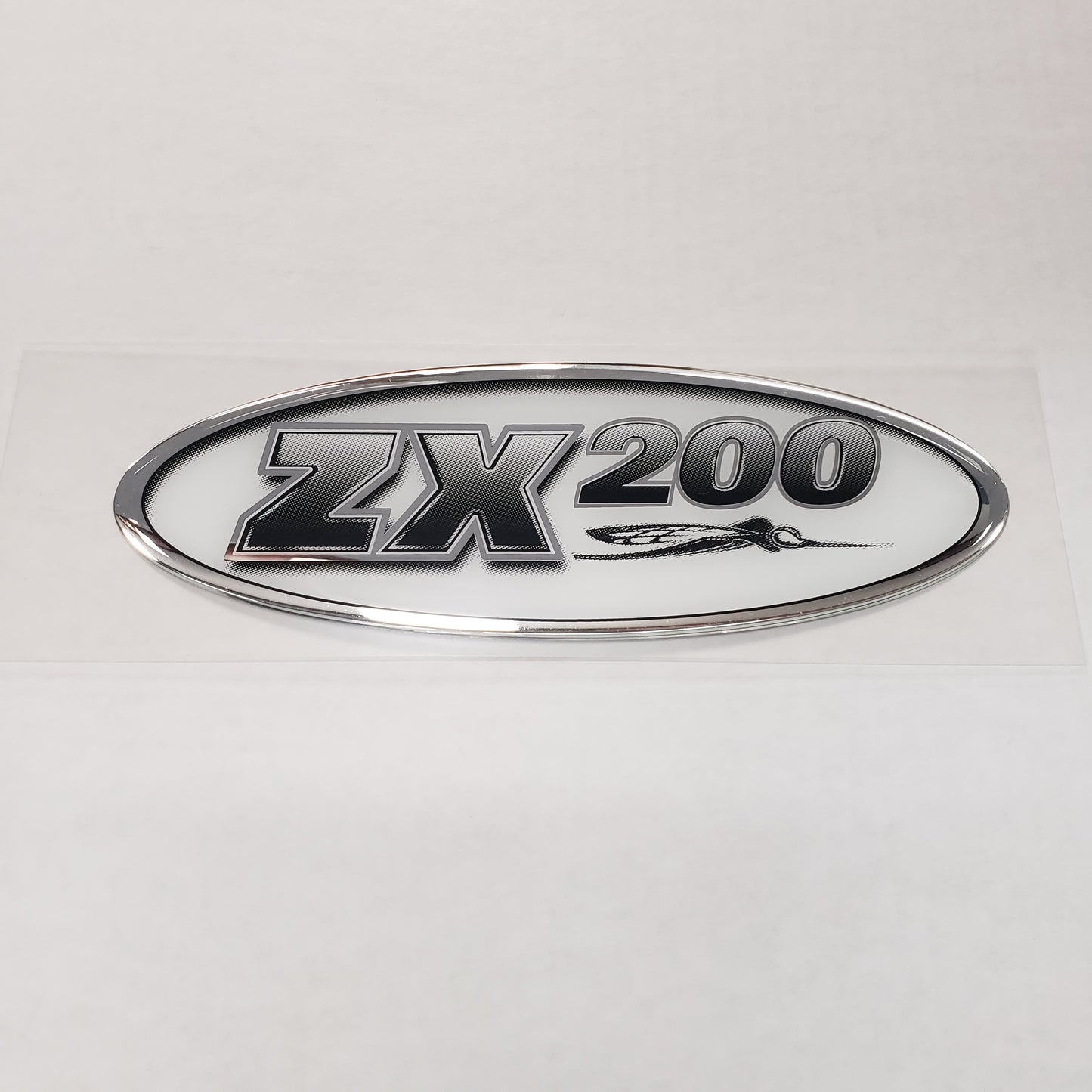 New Authentic Skeeter ZX200 Oval Emblem Black/Silver 8 1/2" X 3"