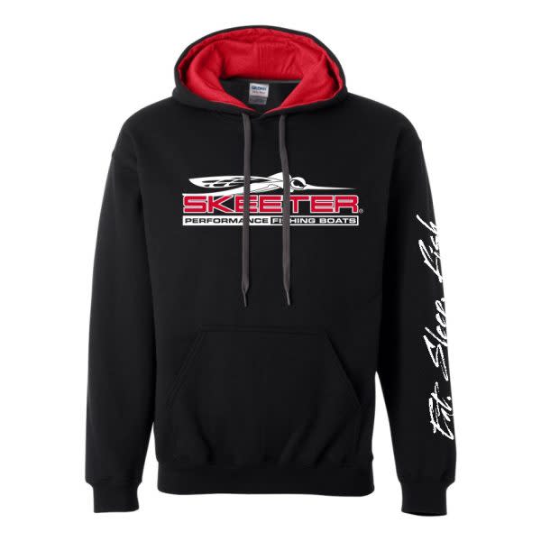 New Authentic Skeeter Eat Sleep Fish Hoodie Black/Red Small