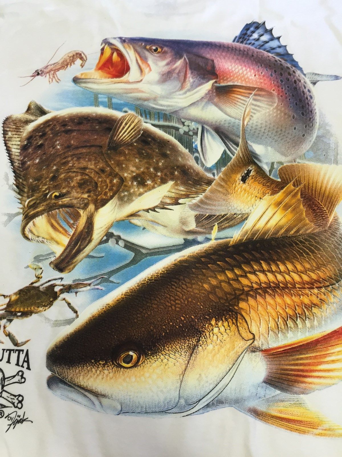 New Authentic Calcutta Short Sleeve Shirt Front Pocket/ Back Inshore Slam White