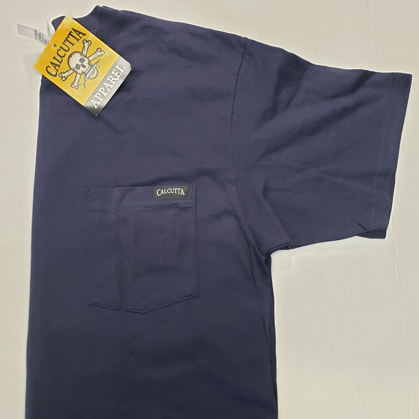 New Authentic Calcutta S/S Shirt-Navy/ Old School Marlin-Chain -Large