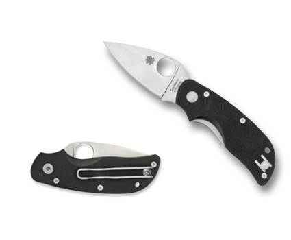Spyderco Cat Folding Knife C129GP Plain Edge CTS-BD1N Blade Black G-10 Handle