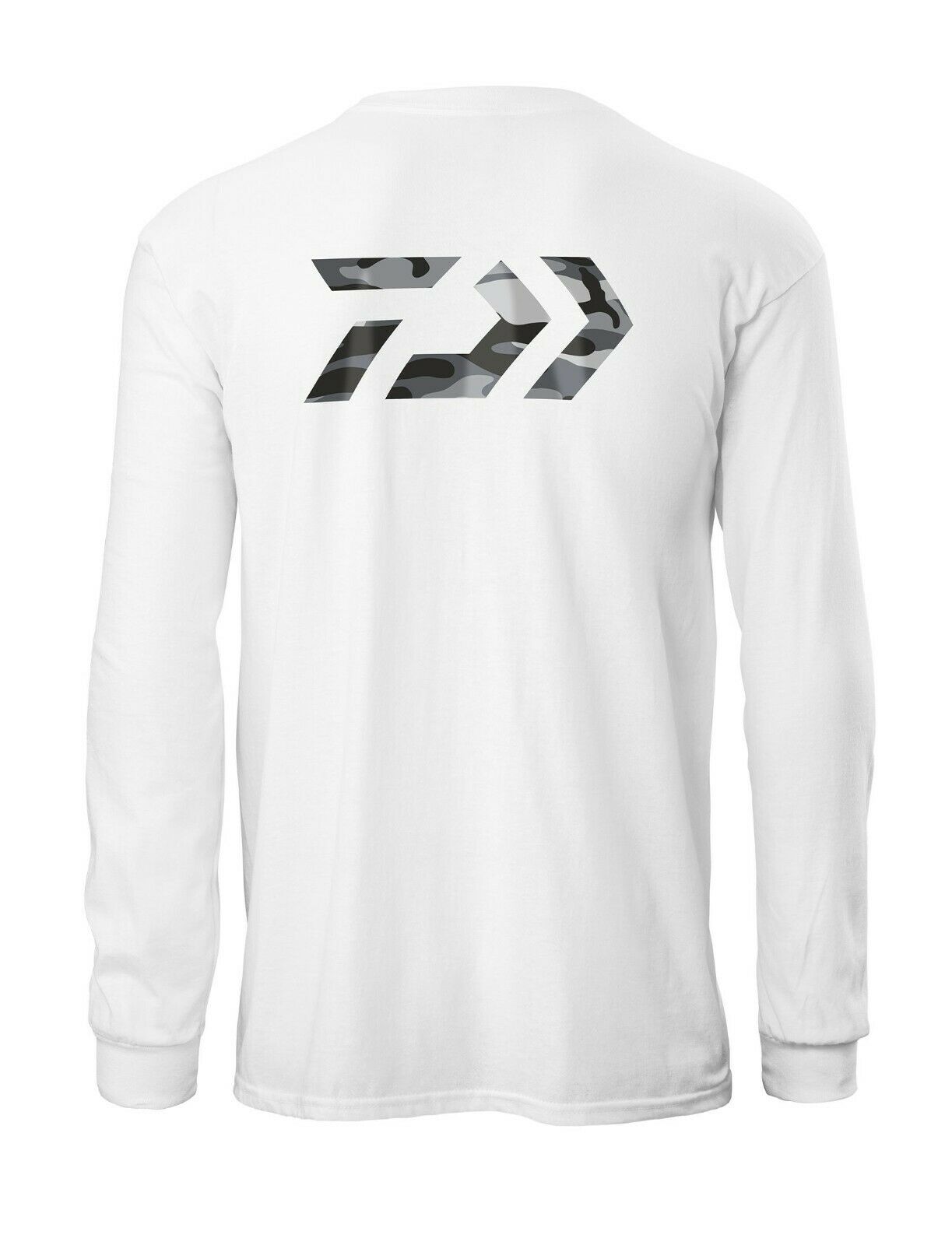 Daiwa Long Sleeve T-Shirt White with Gray Camo Logo