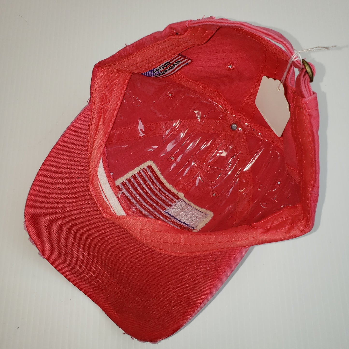 Proud American Distressed Hat w/ American Flag Patch Red