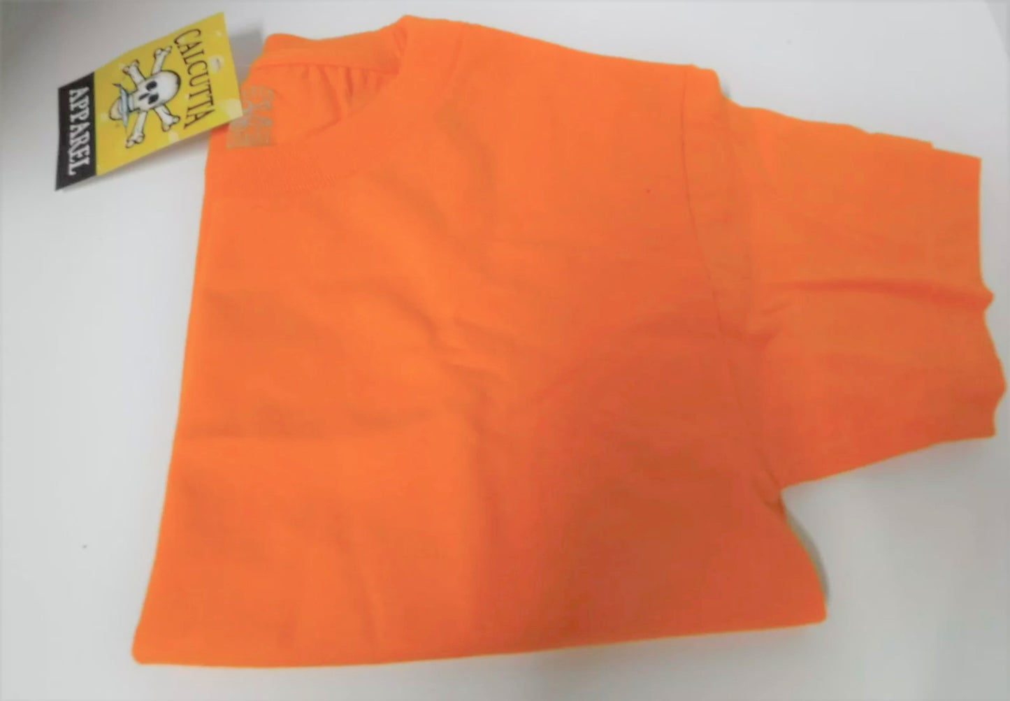 New Authentic Calcutta Short Sleeve Shirt Orange/ Back White Original Logo KIDS XSmall