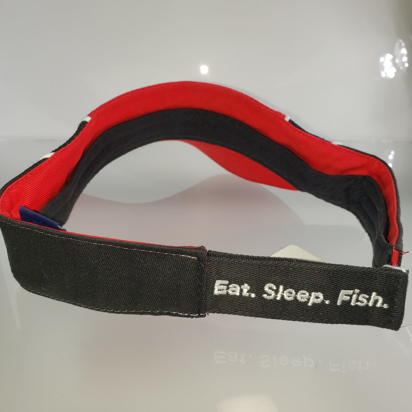 New Authentic Skeeter Visor Adjustable Red/ Black Down Center/ Eat Sleep Fish on Band