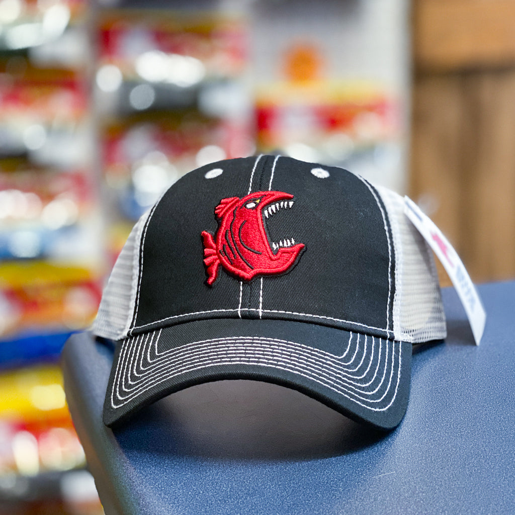 Big Bite Bait Hat-Black/White/Red Logo