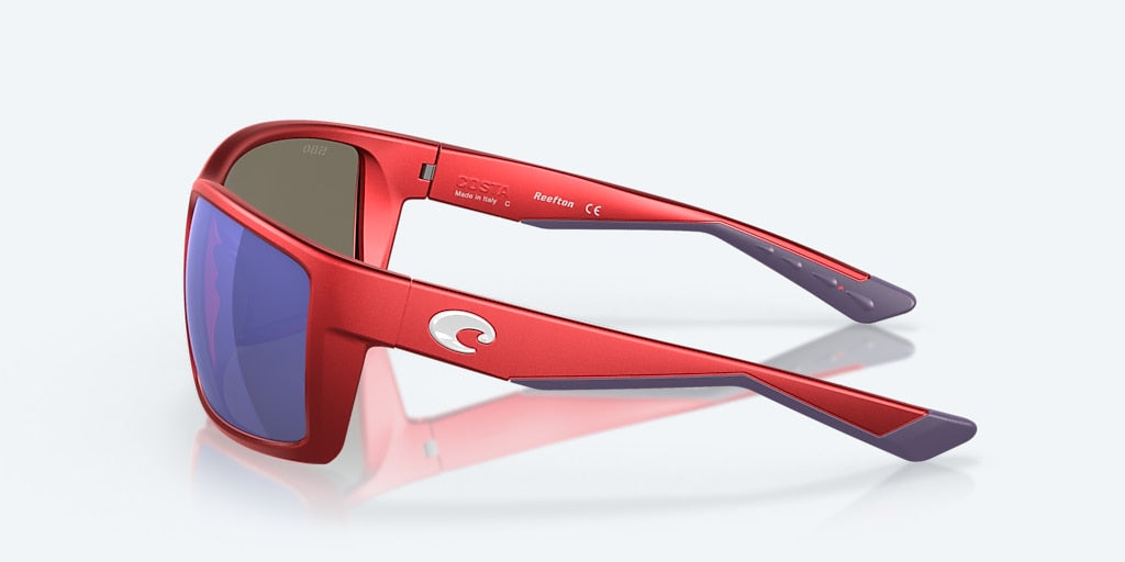 New Authentic Costa Sunglasses-Reefton - Freedom Series Sunglasses-USA Red Frame/Blue Mirror Lens-580G