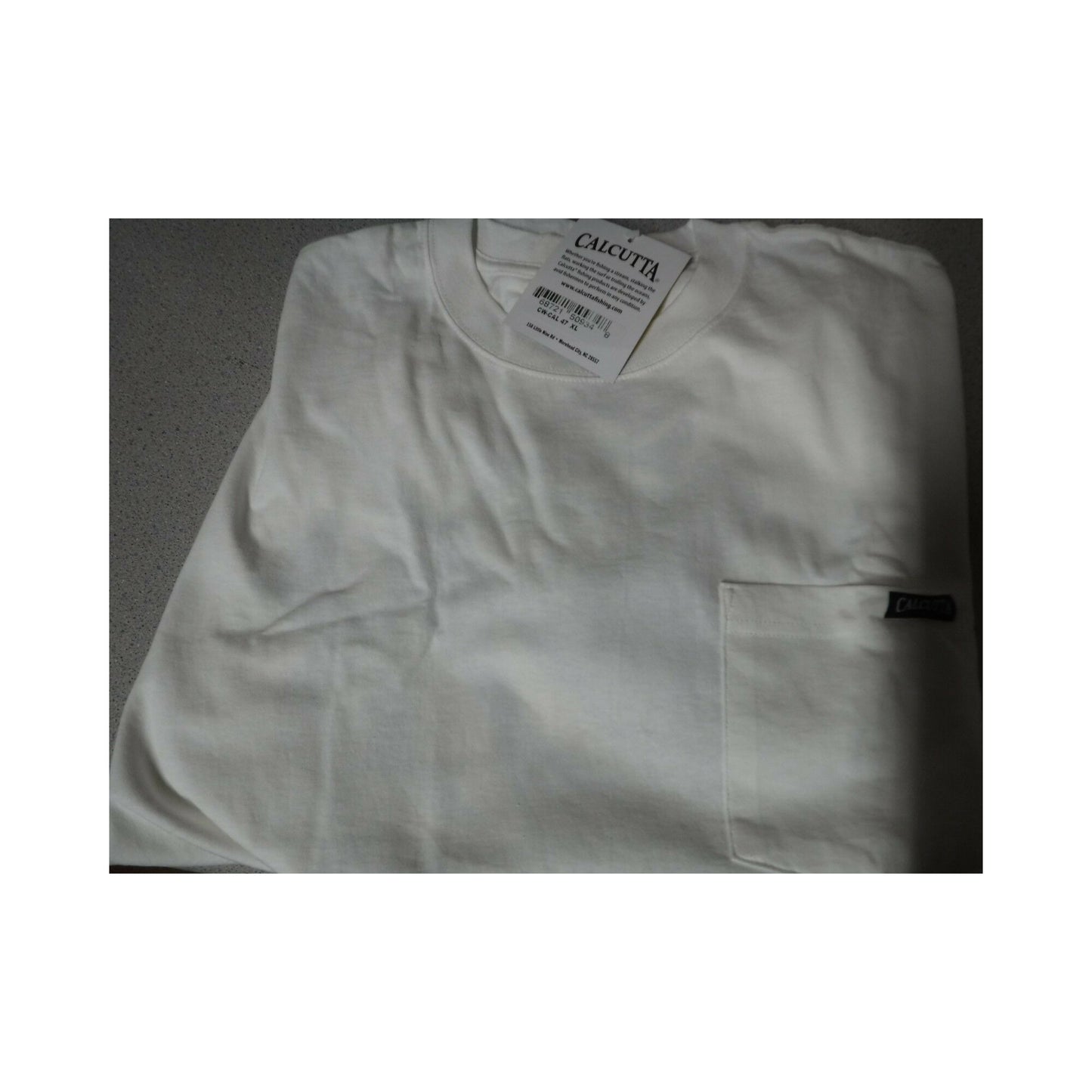 New Authentic Calcutta Short Sleeve Shirt White/ Front Pocket/ Back Diamond Shape Marlin XLarge