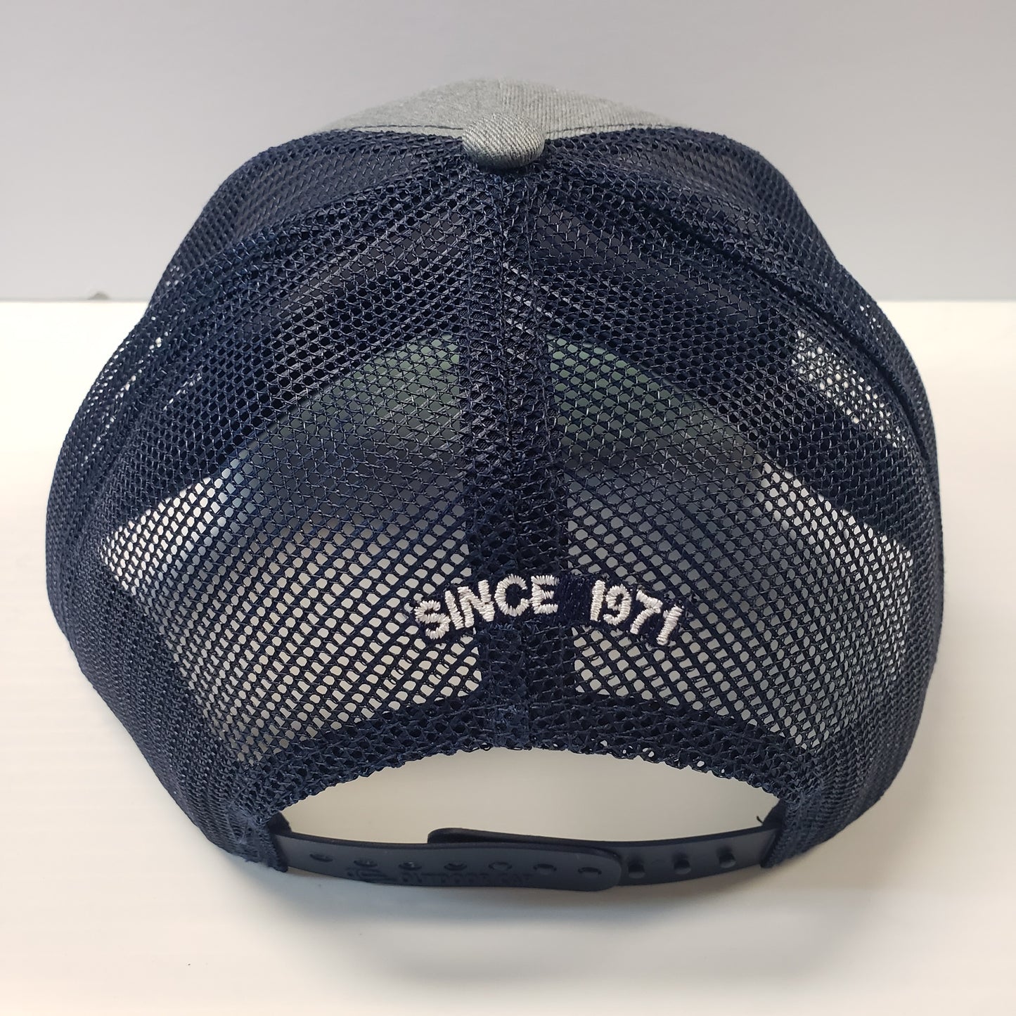 Bass Cat Mesh Flag Patch Hat-Gray/Navy Mesh/Flag Pattern  Logo