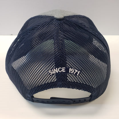 Bass Cat Mesh Flag Patch Hat-Gray/Navy Mesh/Flag Pattern  Logo