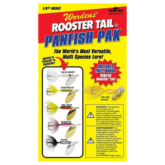 Yakima Rooster Tail Box Kit, 1/6oz PnPk FW/Cht/FT/Rb/B/YM