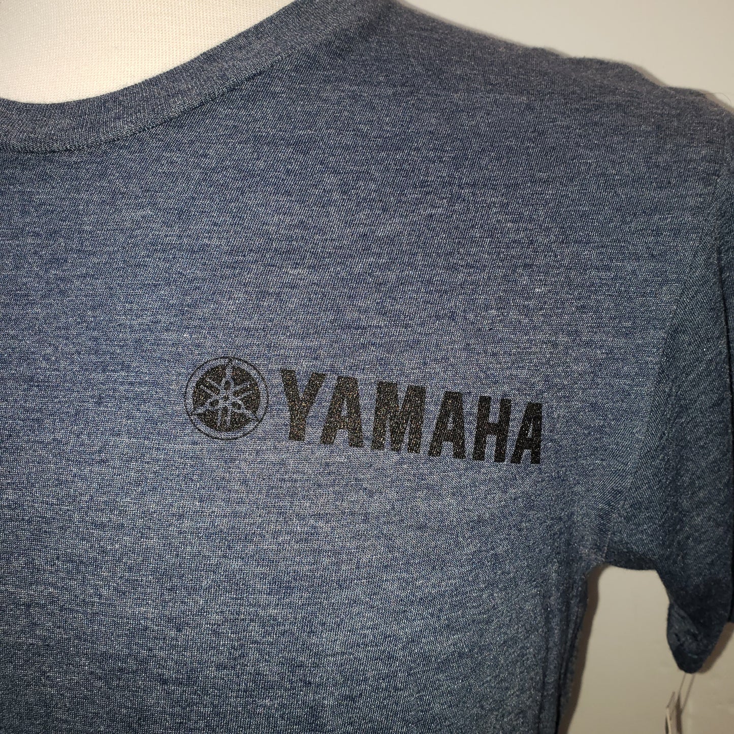 New Yamaha T-Shirt Short Sleeve Tuning Fork Heather with Black Logo Small