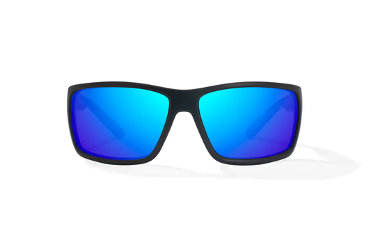Bajio Bales Beach Sunglasses-Large-Black Matte/Blue Polycarbonate