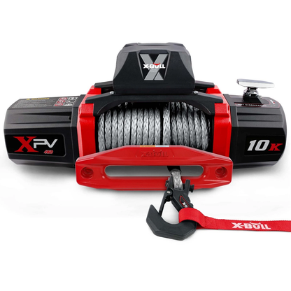 X-Bull 10000lbs. Electric Winch Synthetic Rope Towing Trailer Truck Off-Road Gray