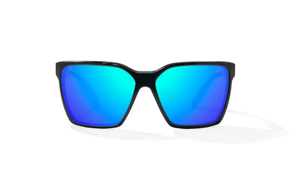 Bajio Eldora Sunglasses-Small-Black Gloss Blue/Blue Glass