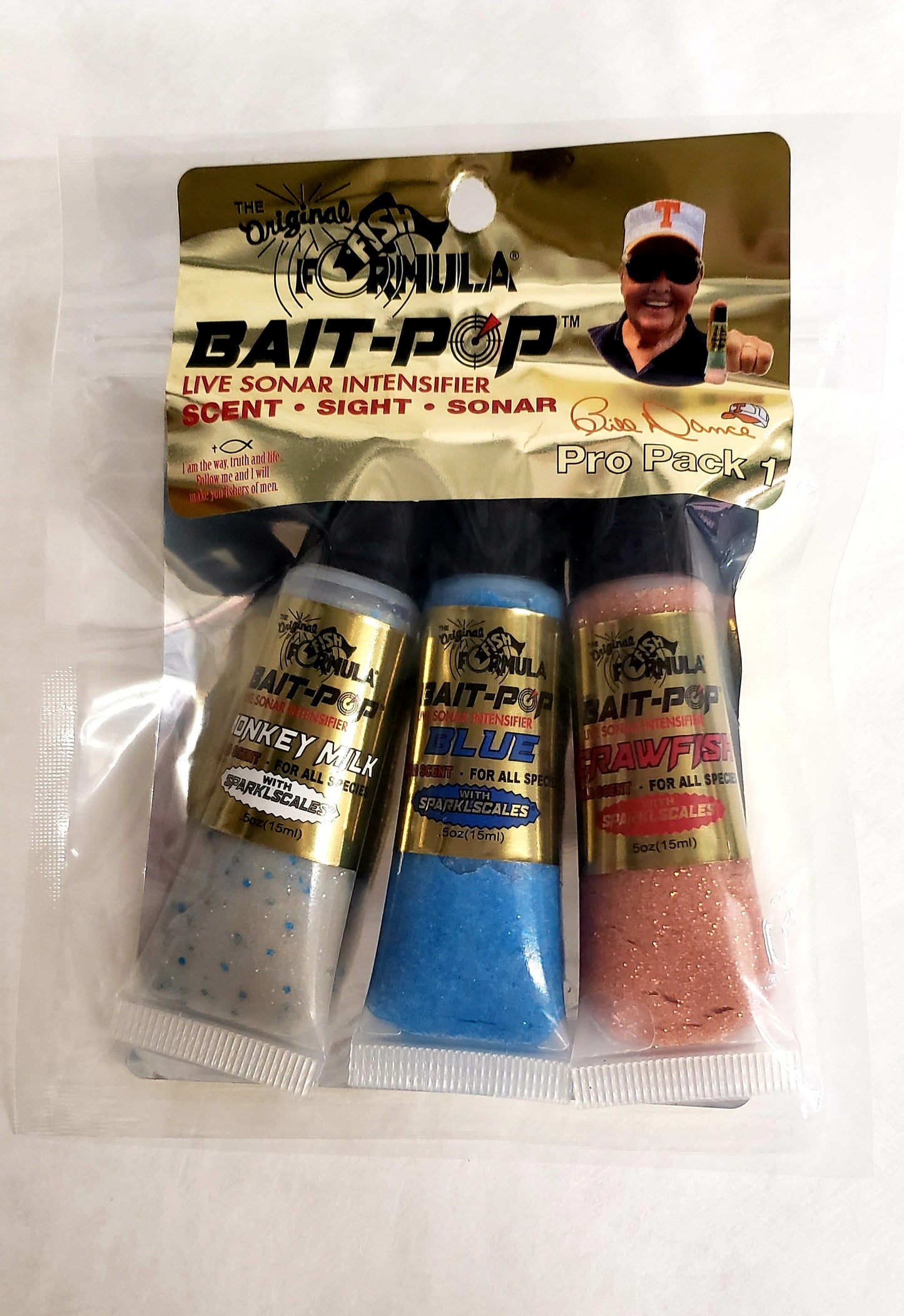 Bait-Pop Bill Dance Pro-pack 3 Monkey Milk, Blue,  & Crawfish
