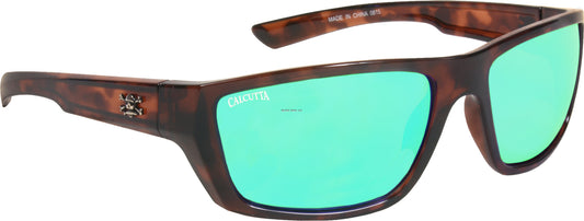 New Authentic Calcutta Sancho Sunglasses-Tortoise/Green Mirror Lens
