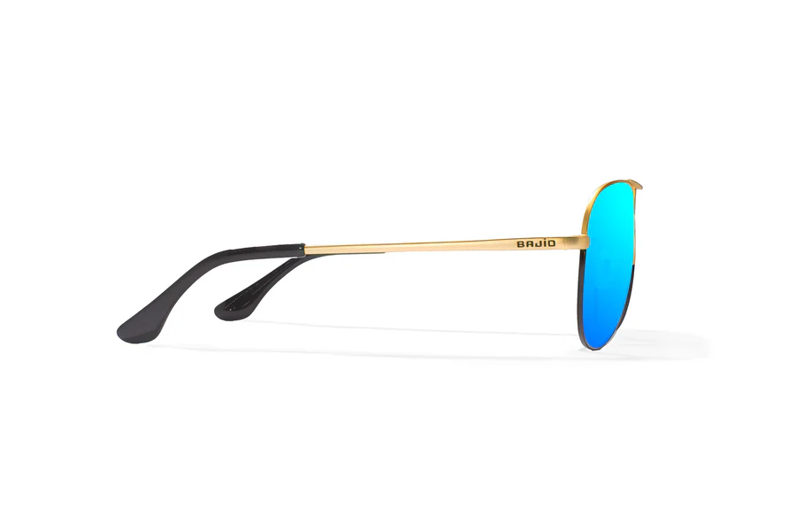 Bajio Soldado Sunglasse-Medium-Gold/Black fade Matte/Blue Glass