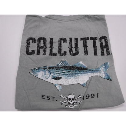 New Authentic Calcutta Short Sleeve Shirt Bay Faded Green/ Front Pocket/ Back Stencil Striper