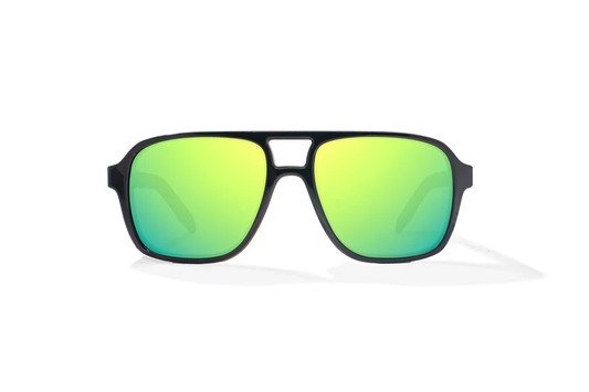 Bajio 12 South Sunglasses-Large-Black Gloss/Green Glass