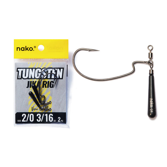 Nako Tungsten Jika Rig, 1/4oz 2/0 No Chip Black 2pk