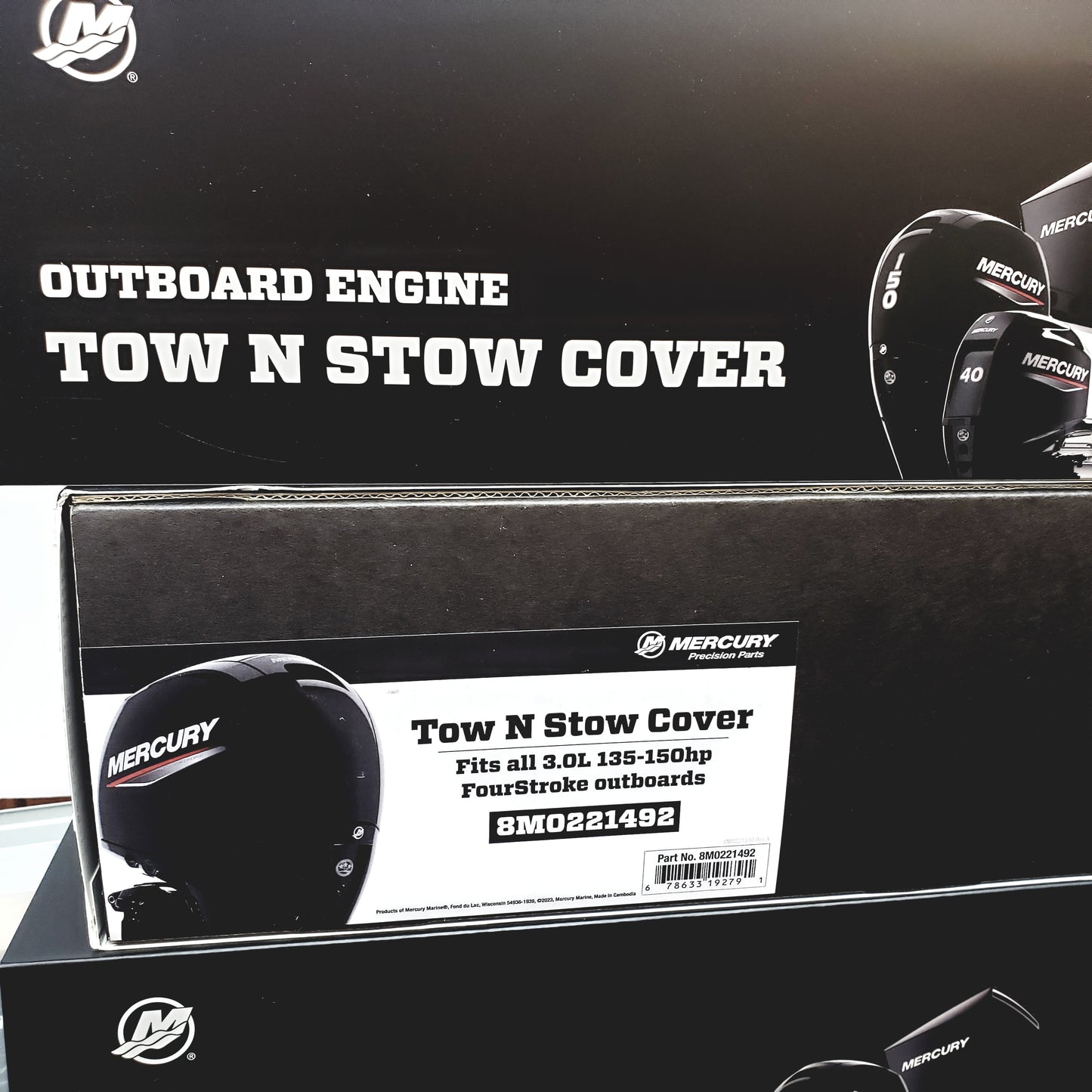 New Authentic Mercury Tow-n-Stow Engine Cover-135-150 HP 3.0L  4 Stroke-Black