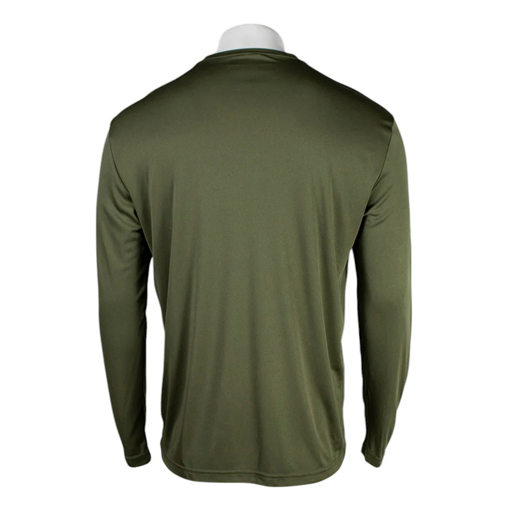 Bass Cat Feel the Rush Olive Performance Long Sleeve Shirt-