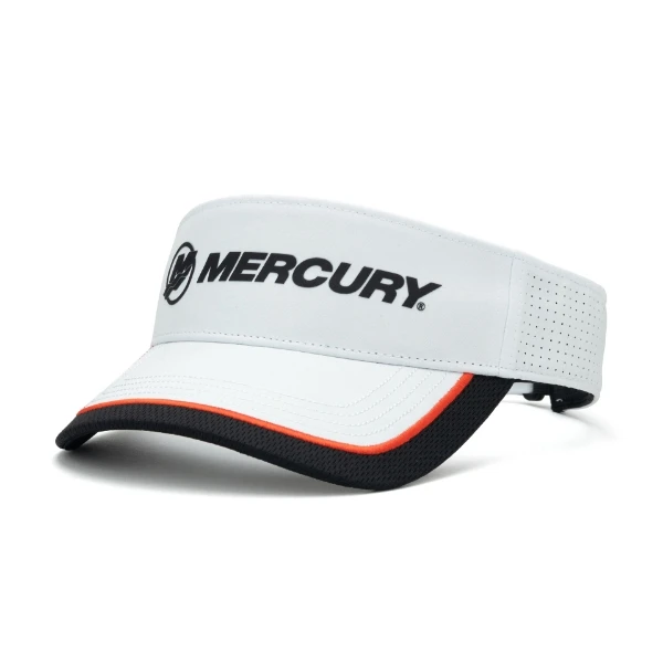 New Mercury Visor-White with Orange/Black Stripe