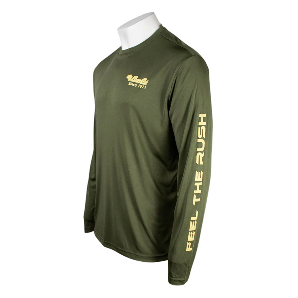 Bass Cat Feel the Rush Olive Performance Long Sleeve Shirt-