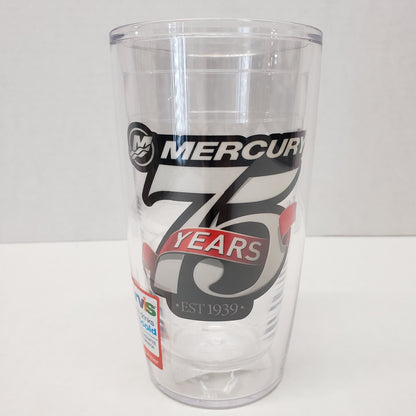 New Authentic Mercury Marine Tervis Tumbler Clear w/ 75 yr est 1939 16 oz