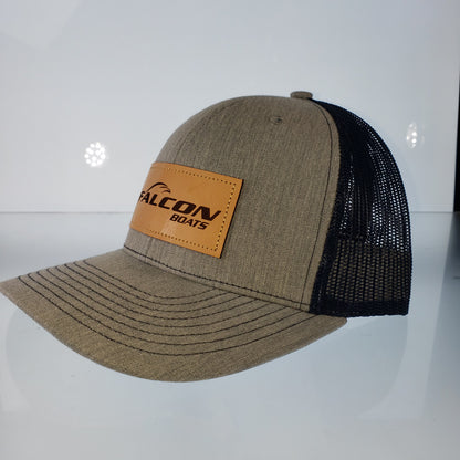 Falcon Boats Hat -Gray/ Navy Mesh/Tan Patch Logo