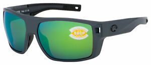 New Authentic Costa Del Mar Diego 98 Sunglasses Matte Gray w/Green Mirror Lens 580P