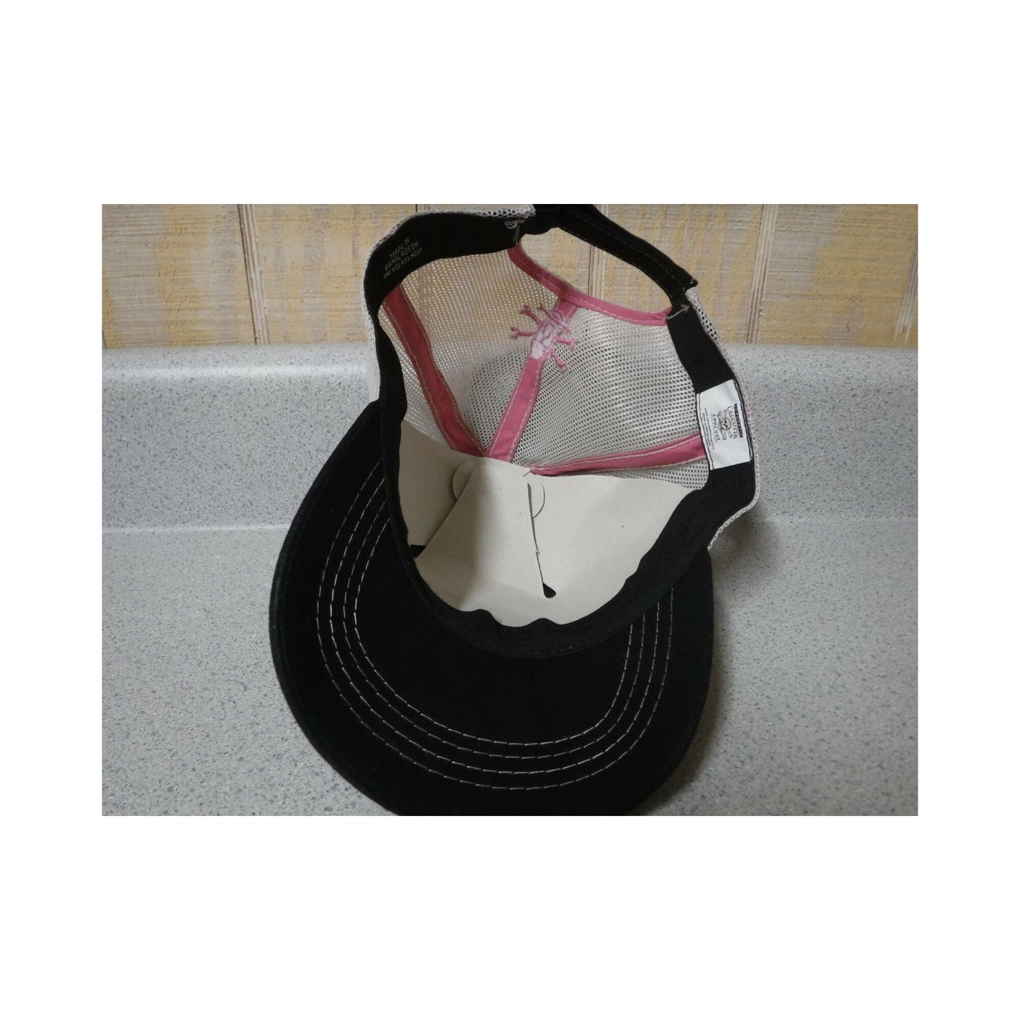 New Authentic Calcutta Ladies Trucker Hat Black Front with Pink Logo/ White Mesh Back