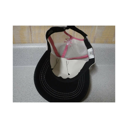New Authentic Calcutta Ladies Trucker Hat Black Front with Pink Logo/ White Mesh Back