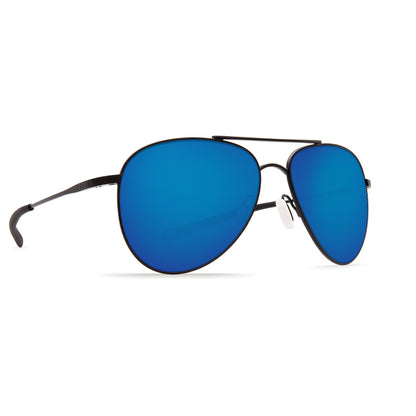 New Authentic Costa Cook Sunglasses Satin Black/ Polarized Blue Mirror Lens