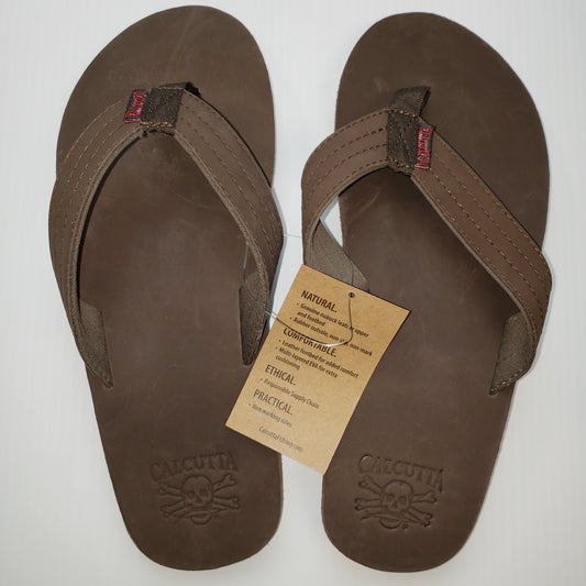New Calcutta Nuback Flip Flop Tan/Red Mens Size 11