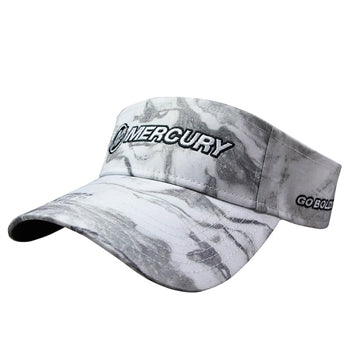 New Authentic Mercury Marine Kinsel Visor Gray White, Adjustable Hook/Loop Closure