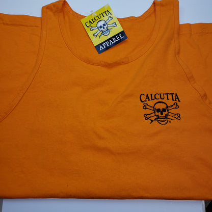 New Authentic Calcutta Tank Orange/ Front Navy Original Logo Large