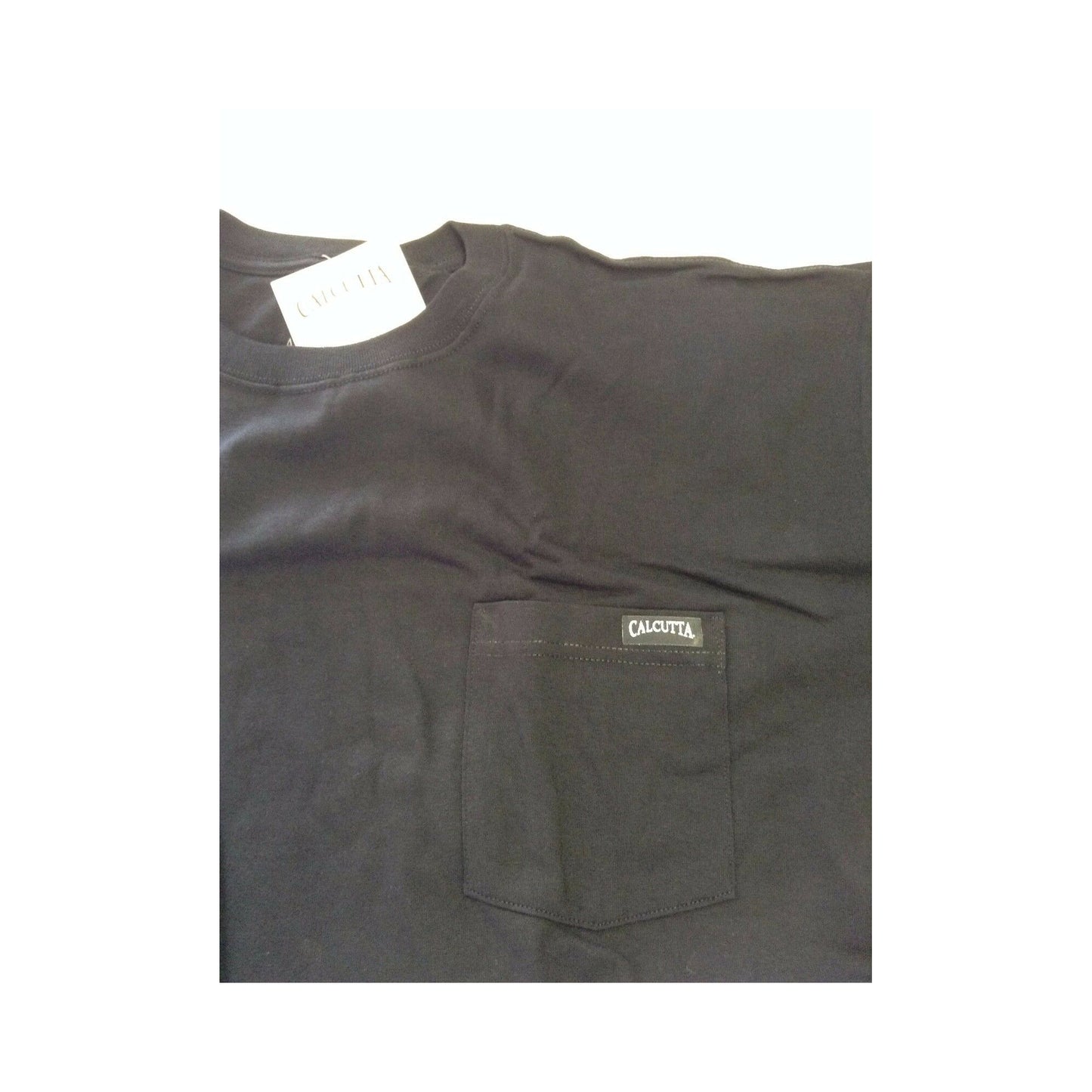 New Authentic Calcutta Short Sleeve Shirt -Medium-Black/ Front Pocket/ Back Skull and Cross Bones  Medium