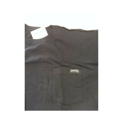 New Authentic Calcutta Short Sleeve Shirt -Medium-Black/ Front Pocket/ Back Skull and Cross Bones  Medium