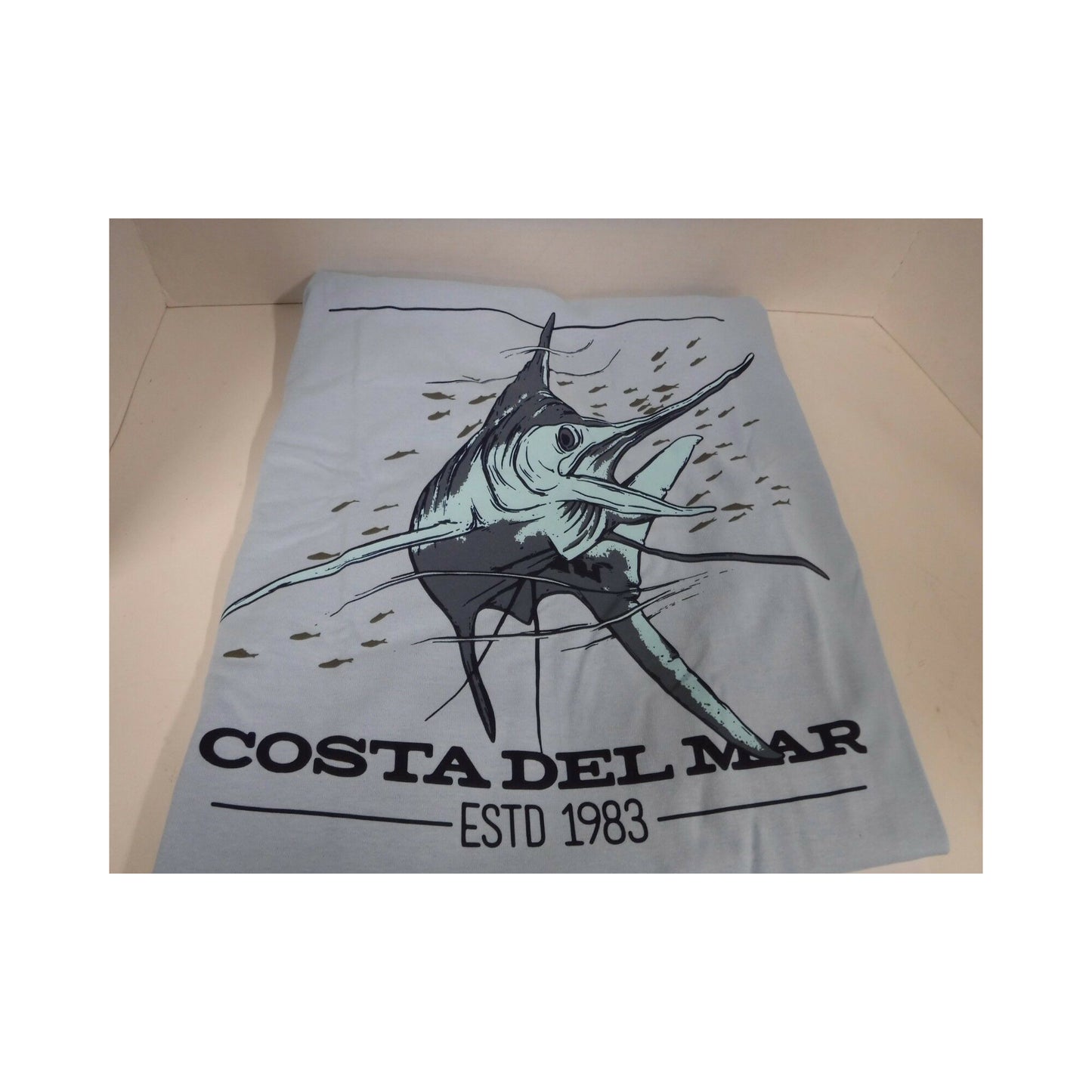 New Authentic Costa Short Sleeve T-Shirt Native Marlin Light Blue 2XL