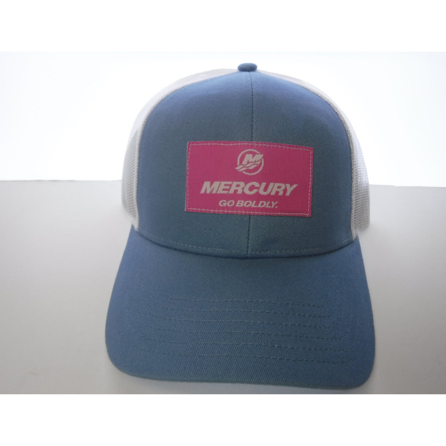 Authentic Mercury Marine Trucker Hat Ladies Steele Blue/ White Mesh