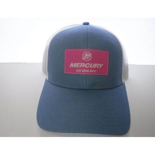 Authentic Mercury Marine Trucker Hat Ladies Steele Blue/ White Mesh